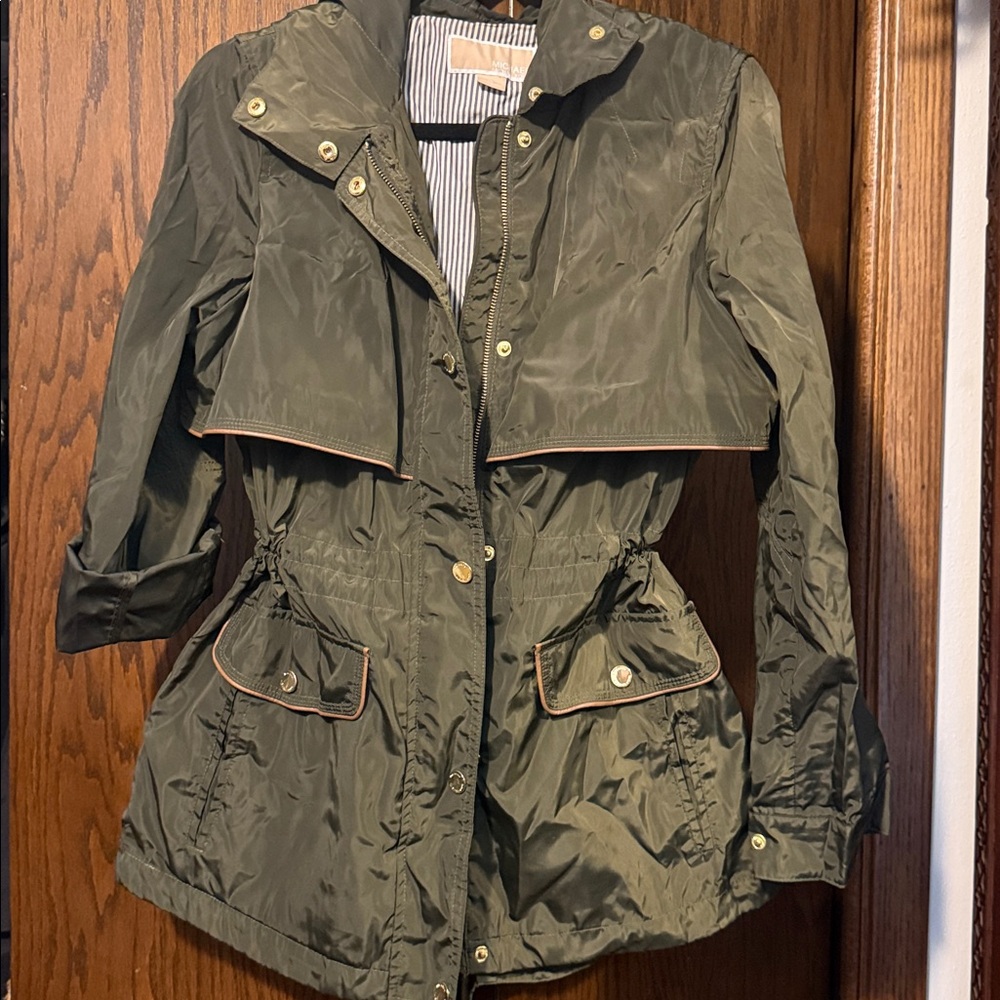 Michael Kors Black green olive Striped Lining Jacket